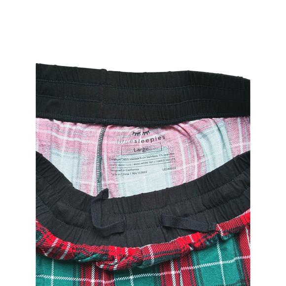 Little Sleepies Womens Christmas PJ Pants Large Red Green Tartan Plaid Cozy - Picture 3 of 3